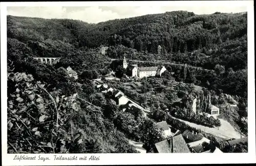 Ak Sayn Bendorf am Rhein, Teilansicht mit Abtei