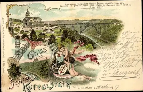 Litho Küppelstein Westhausen Remscheid im Bergischen Land, Brücke, Engel