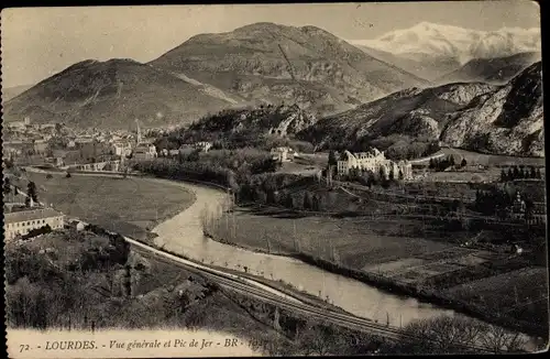 Ak Lourdes Hautes Pyrénées, Vue generale, Pic de Jer