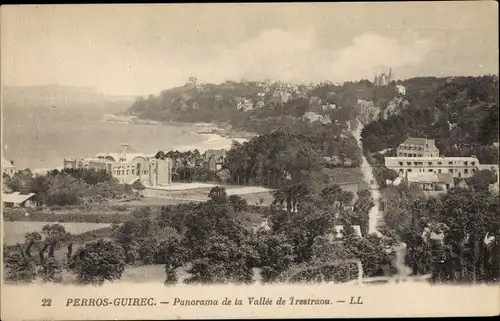 Ak Perros Guirec Côtes-d’Armor, Panorama de la Vallee de Trestroau