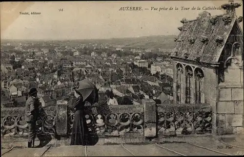 Ak Auxerre Yonne, Vue prise de la Tour de la Cathedrale