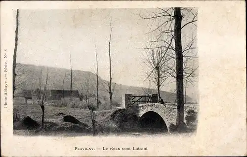 Ak Flavigny Cote d'Or, Le vieux pont Laisant