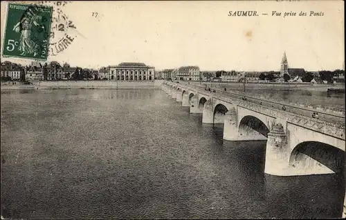 Ak Saumur Maine et Loire, Vue prise des Ponts