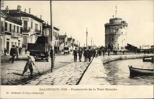 Ak Thessaloniki Griechenland, Promenade de la Tour Blanche