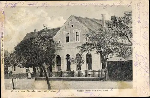 Ak Saßleben Calau in der Niederlausitz, Noacks Hotel und Restaurant