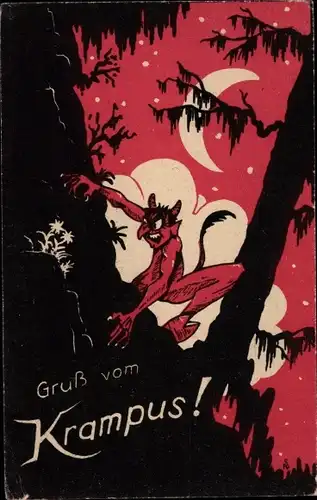 Ak Gruß vom Krampus, Teufel am Berg