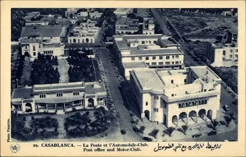 Ak Casablanca Marokko, La Poste et l'Automobile Club