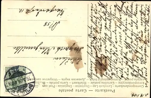 Ak Dame mit Hut, Kavalier mit Schirm, Humor