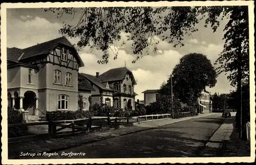 Ak Satrup Mittelangeln Schleswig Holstein, Dorfpartie