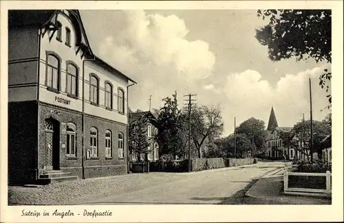 Ak Satrup Mittelangeln Schleswig Holstein, Dorfpartie, Postamt