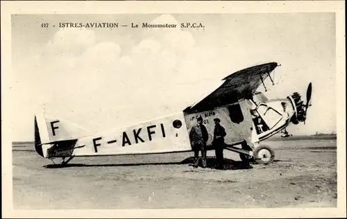 Ak Istres Bouches du Rhône, Le Monomoteur S.P.C.A.