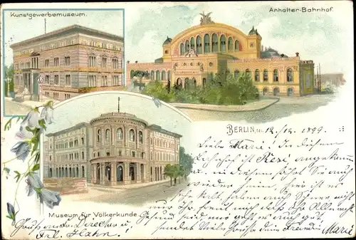 Litho Berlin Kreuzberg, Kunstgewerbemuseum, Anhalter Bahnhof, Museum für Völkerkunde