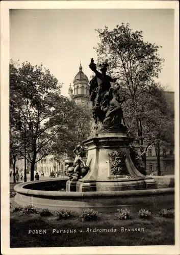 Ak Poznań Posen, Perseus und Andromeda Brunnen