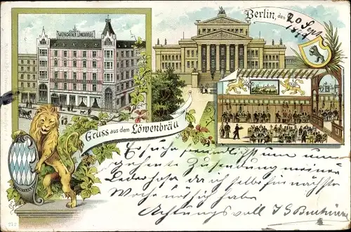 Litho Berlin, Löwenbräu, Löwe mit Wappen