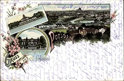 Litho Potsdam in Brandenburg, Ortschaft, Marmorpalais, Sanssouci