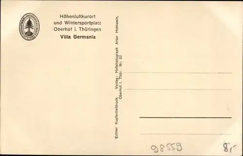 Ak Oberhof im Thüringer Wald, Villa Germania
