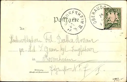 Litho Oberaudorf in Oberbayern, Totalansicht vom Ort