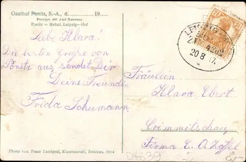 Ak Ponitz in Thüringen, Gasthof Ponitz, Konzert- und Ballhaus