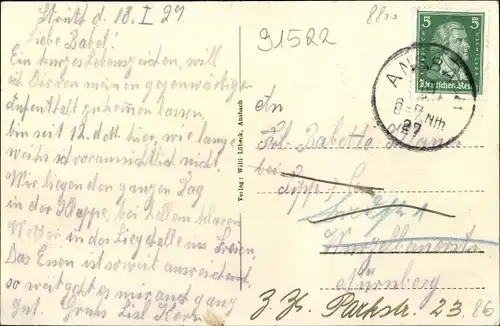 Ak Strüth Ansbach in Mittelfranken Bayern, Bau I des Genesungsheims Struth