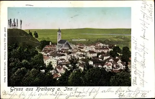 Ak Kraiburg am Inn Alpenvorland, Blick auf Ortschaft und Umgebung