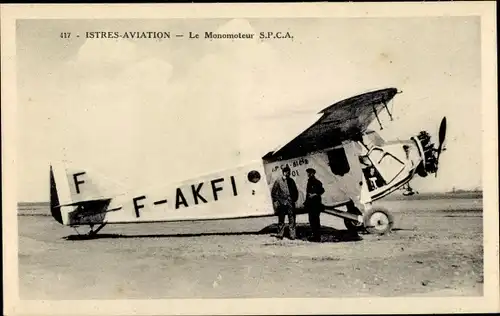 Ak Istres Bouches du Rhône, Zivilflugzeug, Istres Aviation, Le Monomoteur SPCA F AKFI