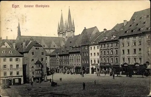 Ak Cheb Eger Reg. Karlsbad, Unterer Marktplatz