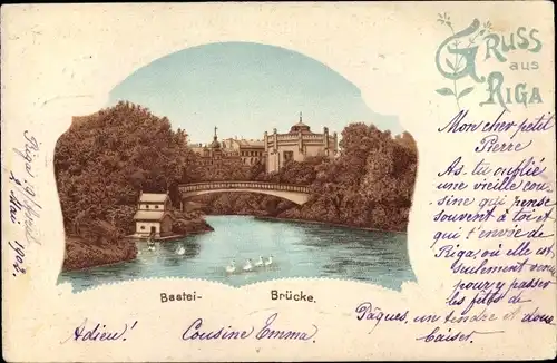 Präge Passepartout Litho Riga Lettland, Basteibrücke