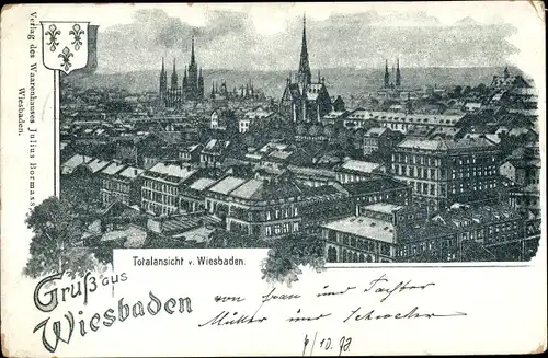 Litho Wiesbaden in Hessen, Totalansicht