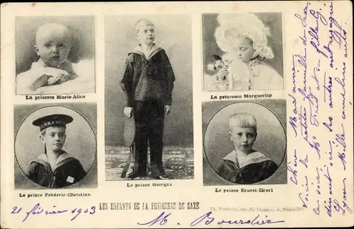 Ak Prinz Georges, Prinzessin Marguerite, Prinz Ernest Herni, Prinz Marie Alice, Prinz Friedrich