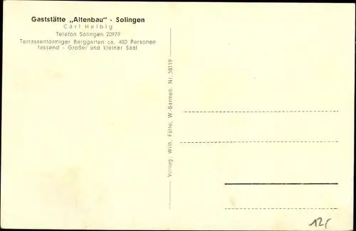 Ak Solingen in Nordrhein Westfalen, Gaststätte Altenbau