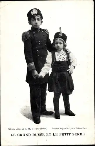 Ak Le grand Russe et le petit Serbe