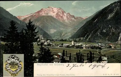 Ak Mayrhofen in Tirol, Panorama mit Grünberg