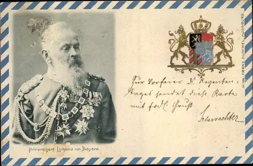 Präge Wappen Ak Prinzregent Luitpold von Bayern