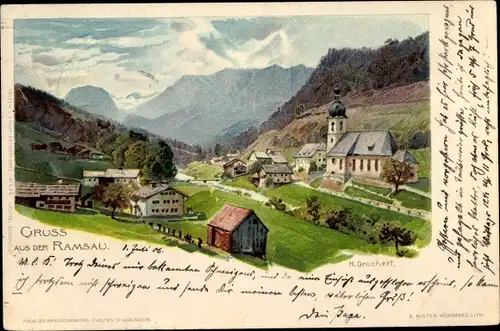 Künstler Litho Deuchtert, H., Ramsau im Berchtesgadener Land Oberbayern, Panorama