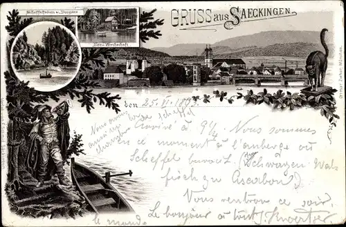 Litho Bad Säckingen am Hochrhein, Scheffelfelsen, Seewirtschaft