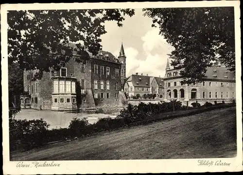 Ak Weeze am Niederrhein, Schloss Wissen, Uferpartie