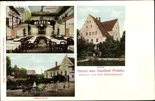 Ak Ponitz Thüringen, Gasthof, Schloss