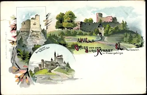 Litho Sobieszów Hermsdorf Kynast Riesengebirge Schlesien, Burg Kynast