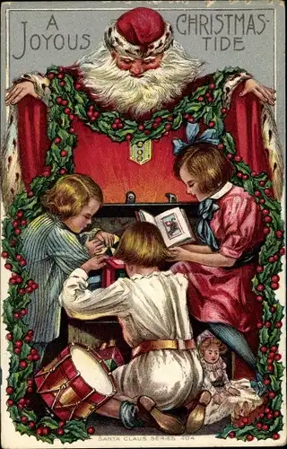 Präge Ak Frohe Weihnachten, Weihnachtsmann, Kinder