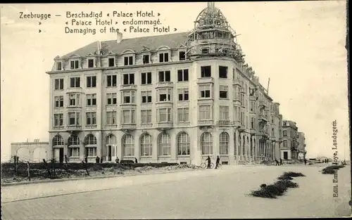 Ak Zeebrugge Westflandern, beschädigtes Palace Hotel