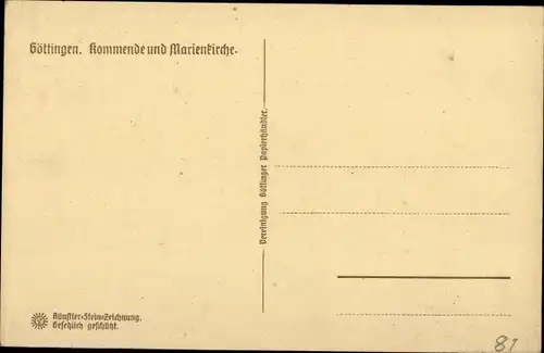 Steindruck Ak Göttingen in Niedersachsen, Kommende und Marienkirche