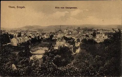 Ak Thum im Erzgebirge Sachsen, Blick vom Georgenstein auf den Ort