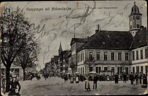 Ak Göppingen in Baden Württemberg, Markt, Hauptstraße