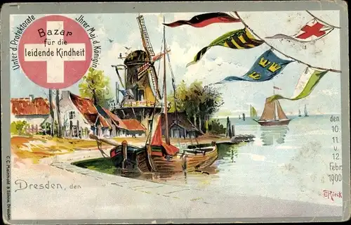 Ganzsachen Künstler Litho Rieck, E., Dresden, Bazar für die leidende Kindheit, PP 19 C 33 03