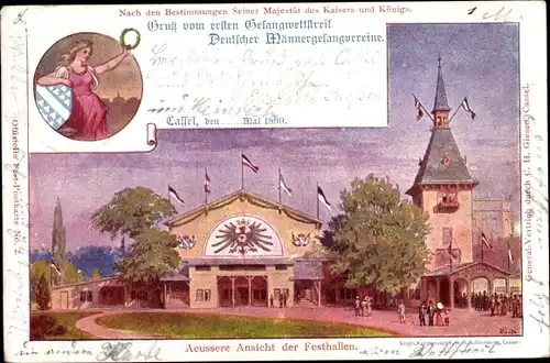 Ganzsachen Litho Kassel in Hessen, 1. Gesangwettstreit Dt. Männergesangvereine 1899