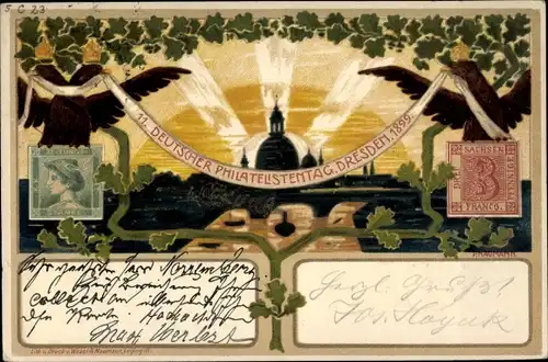Ganzsachen Briefmarken Litho Dresden, 11. Deutscher Philatelistentag 1899