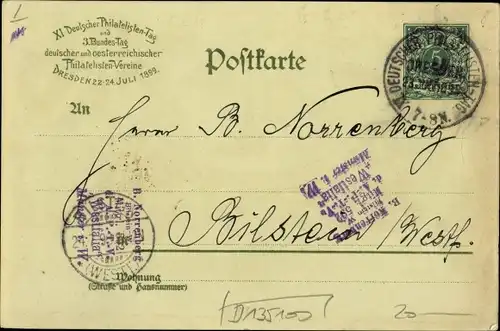 Ganzsachen Briefmarken Litho Dresden, 11. Deutscher Philatelistentag 1899