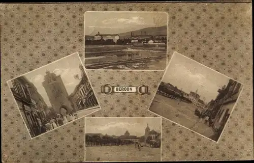Ak Beroun Beraun Mittelböhmen, Marktplatz, Tor, Straßenpartie, Gesamtansicht