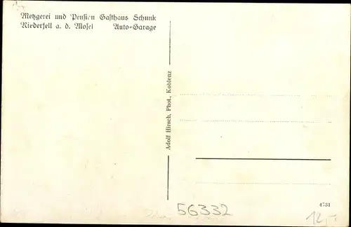 Ak Niederfell an der Mosel, Gasthaus Schunk