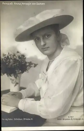 Ak Prinzessin Anna, Herzogin von Sachsen, Hut